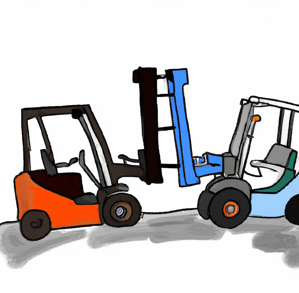 Two forklifts crashing into each other.