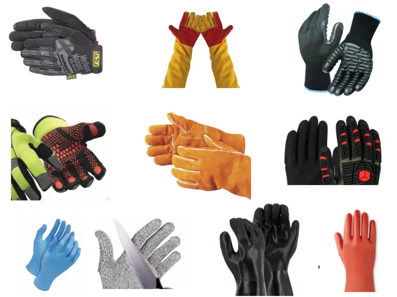 Shows the types of safety gloves covered on this page