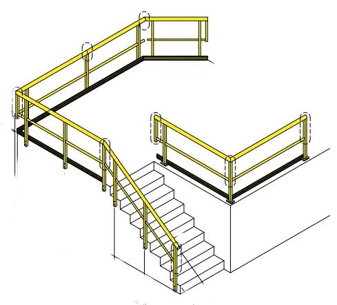 Sketch of Guardrails in the Workplace Operating As Fall Prevention