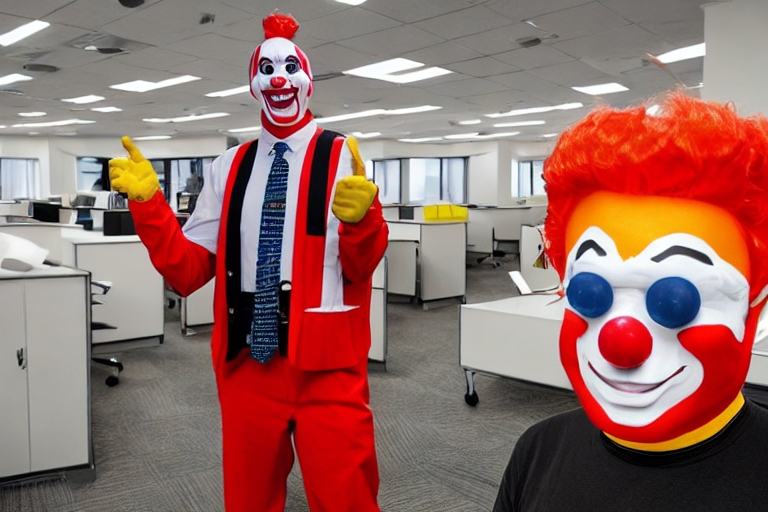 A funny clown in the office