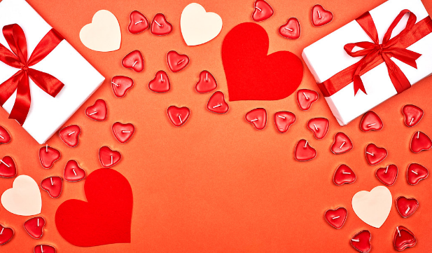 February Safety Topic: Valentine Day Safety, Valentine Heart and Present Backdrop