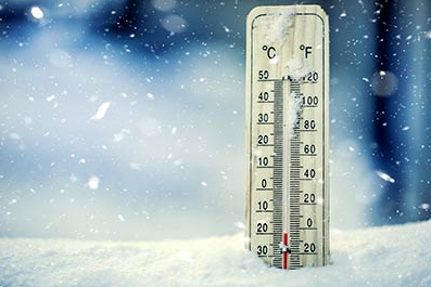 February Safety Topic: Winter Weather, Thermometer in Snow,Ice,Wind