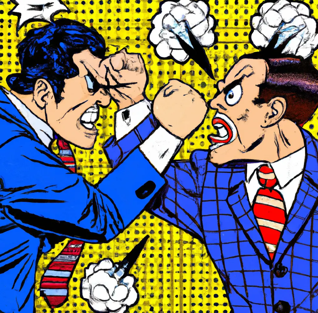 Two Men in Suits, Punching it Out Fighting
